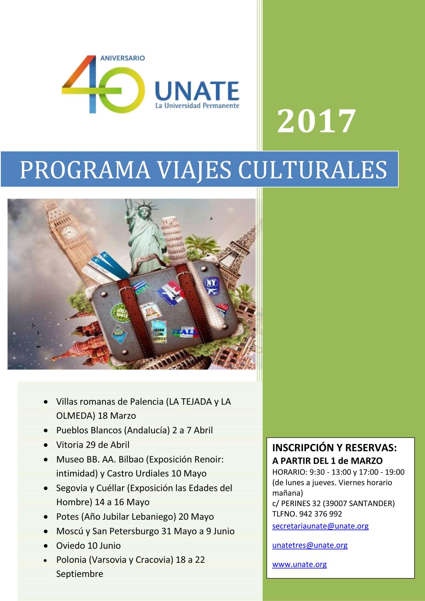 Programa de viajes e itinerarios culturales curso 2016-17.