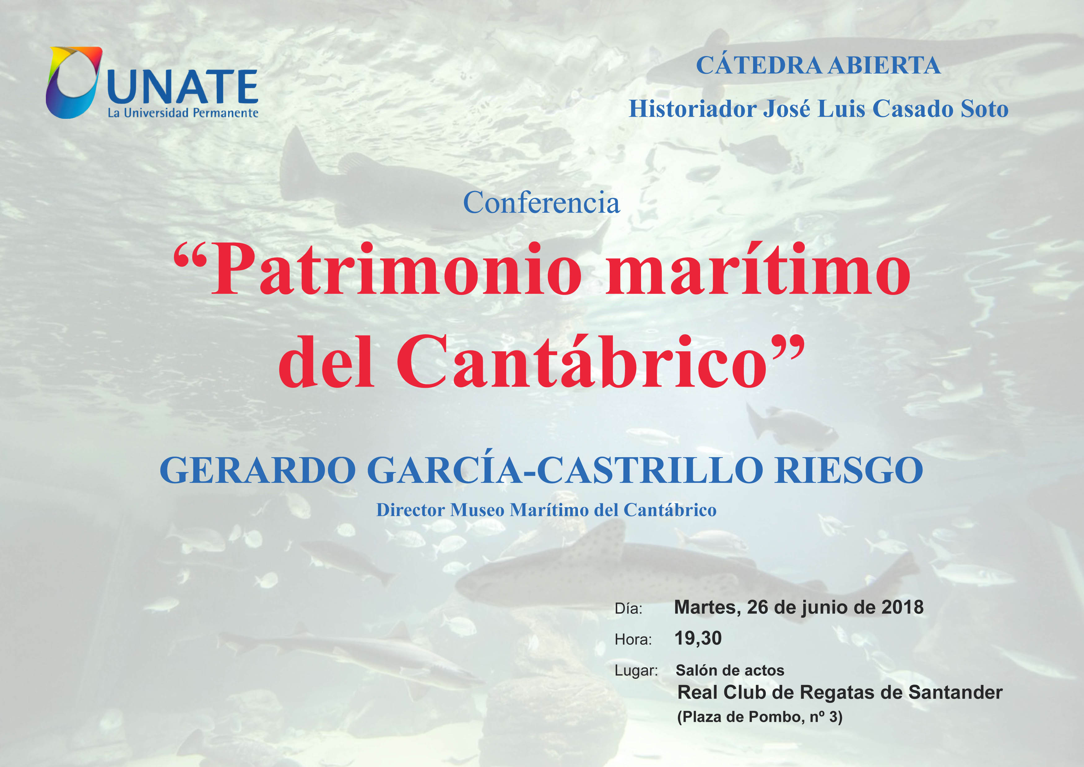 Se traslada la conferencia del director del Museo Marítimo del Cantábrico al martes día 26 de junio
